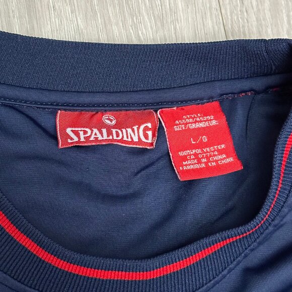 Vintage Spalding #9 Men's Navy Blue/Red Athletic Jersey T-Shirt - Size Large - Picture 5 of 5